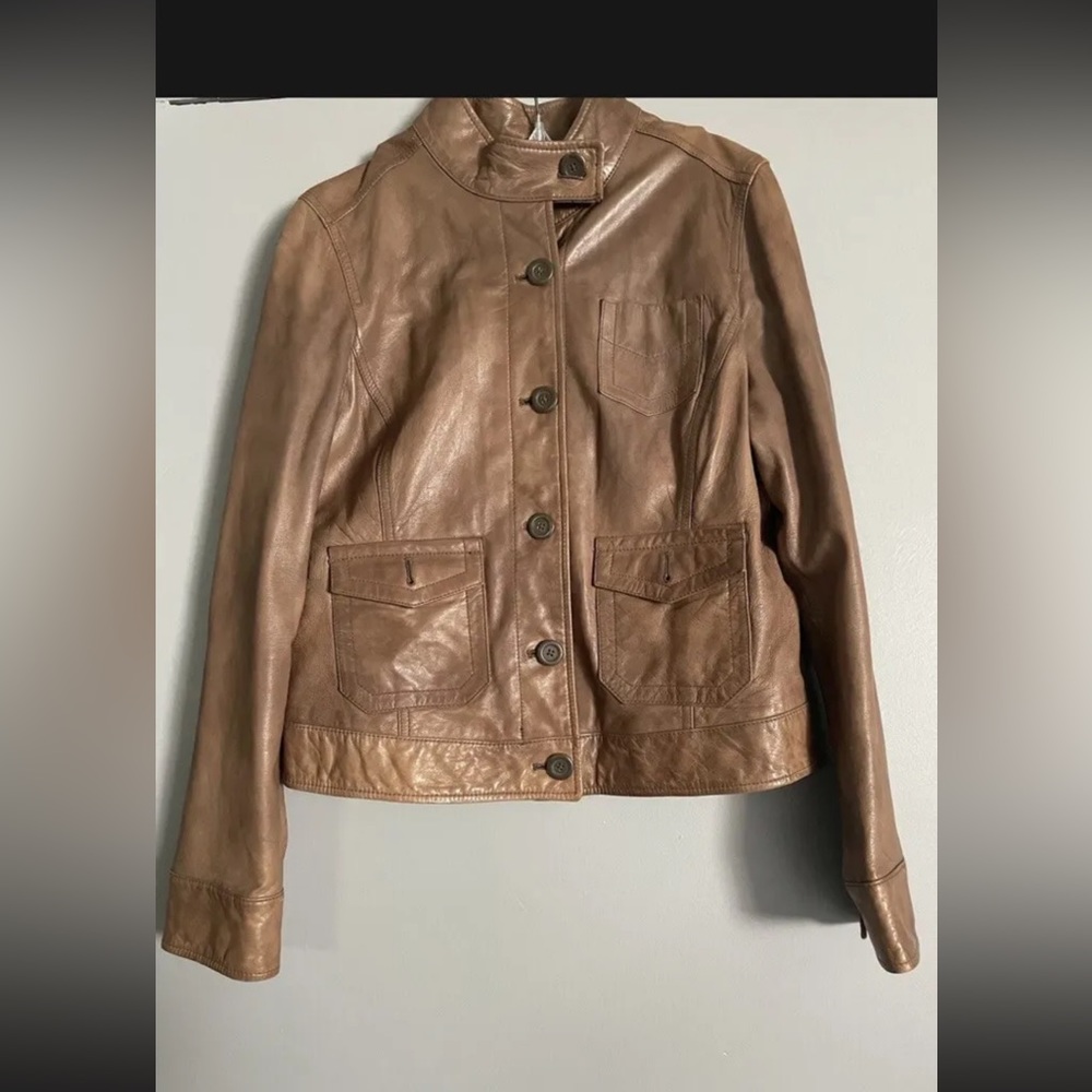 Beautiful Womens Gap Brown Leather Jacket Vintage!